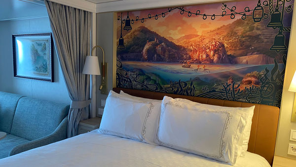 The artwork in the cabin referenced the Pixar movie "Luca." The artwork in the cabin referenced the Pixar movie "Luca."
