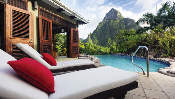 The Orchid Villa pool at St. Lucia's Stonefield Villa Resort, a former cacao plantation owned and operated by the Brown family. The Orchid Villa pool at St. Lucia's Stonefield Villa Resort, a former cacao plantation owned and operated by the Brown family.