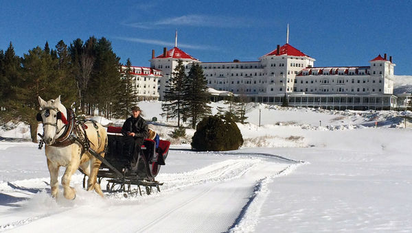 When snow cover permits, guests at the Omni Mount Washington Resort & Spa in New Hampshire can go on sleigh rides. When snow cover permits, guests at the Omni Mount Washington Resort & Spa in New Hampshire can go on sleigh rides.